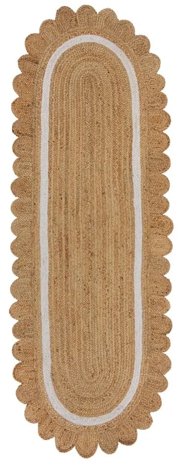 Chodnik z juty tkany ręcznie w naturalnym kolorze/w kolorze kości słoniowej 80x230 cm Grace White – Flair Rugs