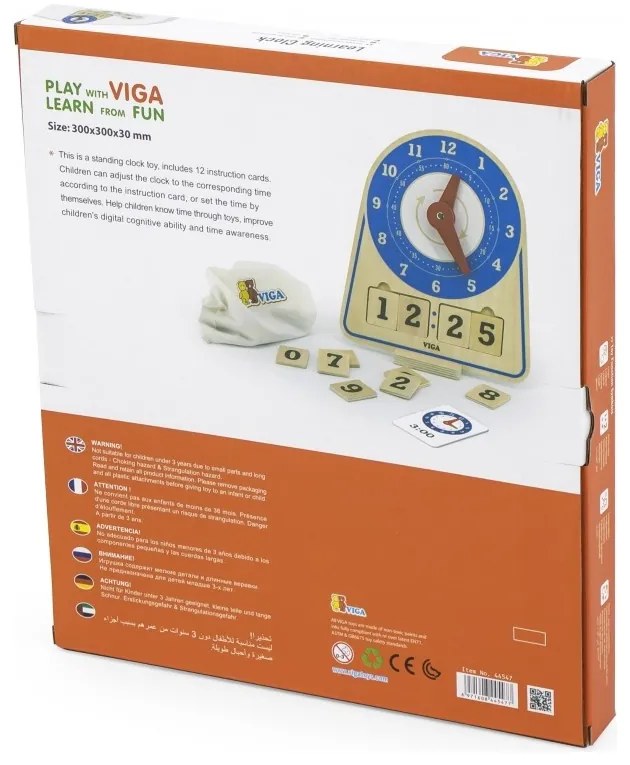 Viga drewniany zegar nauka zegara czasu montessori