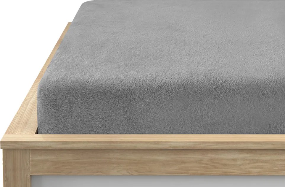 PrzytulneMieszkanie.pl Prześcieradło z mikropluszu SOFT 140x200 cm jasnoszare