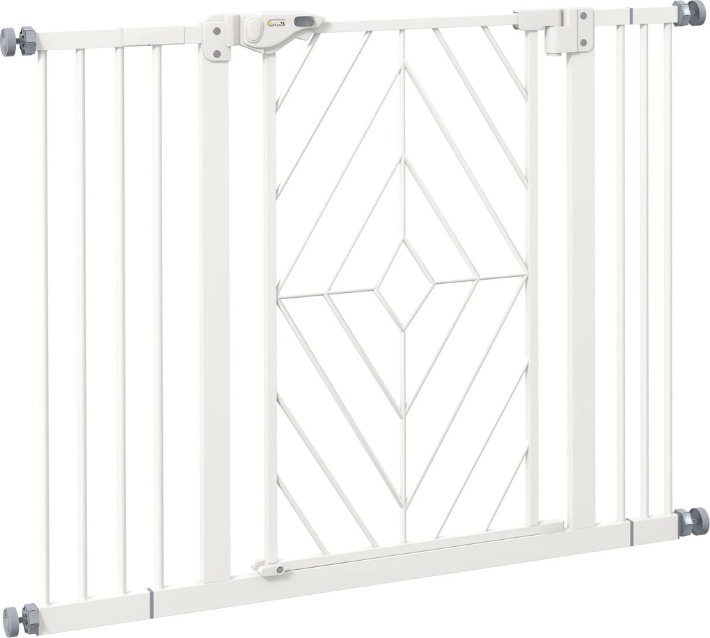 PawHut Bramka zabezpieczająca na drzwi i schody dla psów, 100 cm x 4 cm x 76 cm, Biały