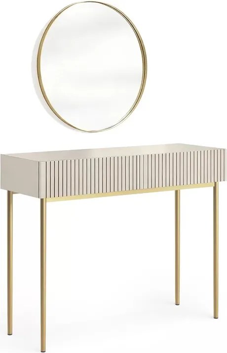 Toaletka Nicole ze złotym lustrem 60 cm - kaszmir / złote nóżki
