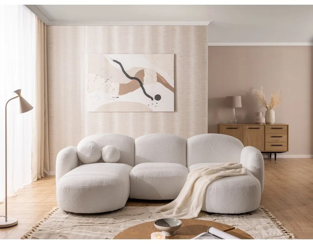 Kremowy narożnik z materiału bouclé (w kształcie litery U) Orbit – Ropez