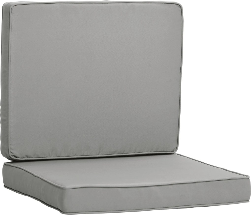 Outsunny Zestaw 2 Poduszek, 56 x 52 cm, Poduszki na Krzesła z Zamkiem, Pokrowiec z Tkaniny, 7 cm Wypełnienie, Pralne, Jasnoszary