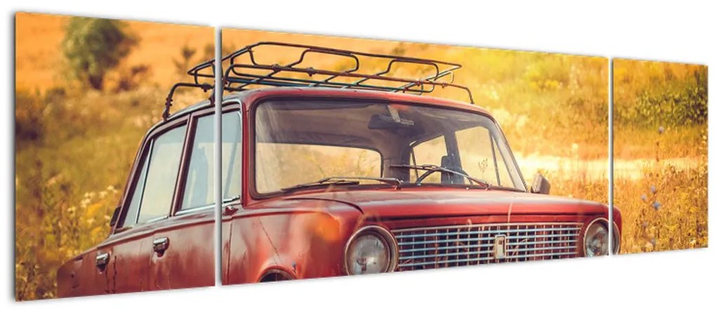 Obraz samochodu na polu (170x50 cm)
