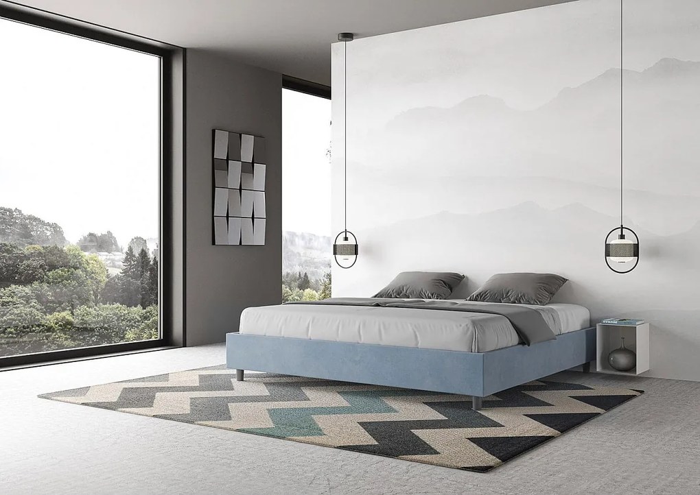 Łóżko bez stelaża tapicerowane 180x190 microfibra Błękitny Azelia