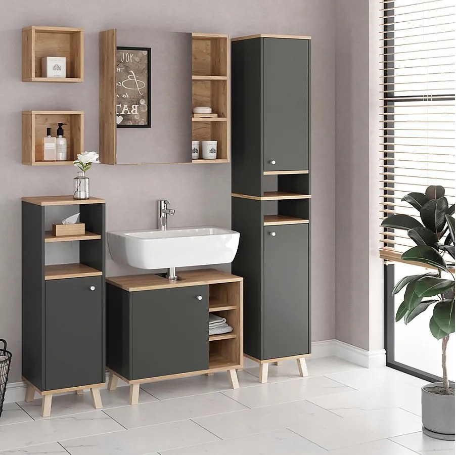 Zestaw mebli łazienkowych antracyt 62x32x54 senyo