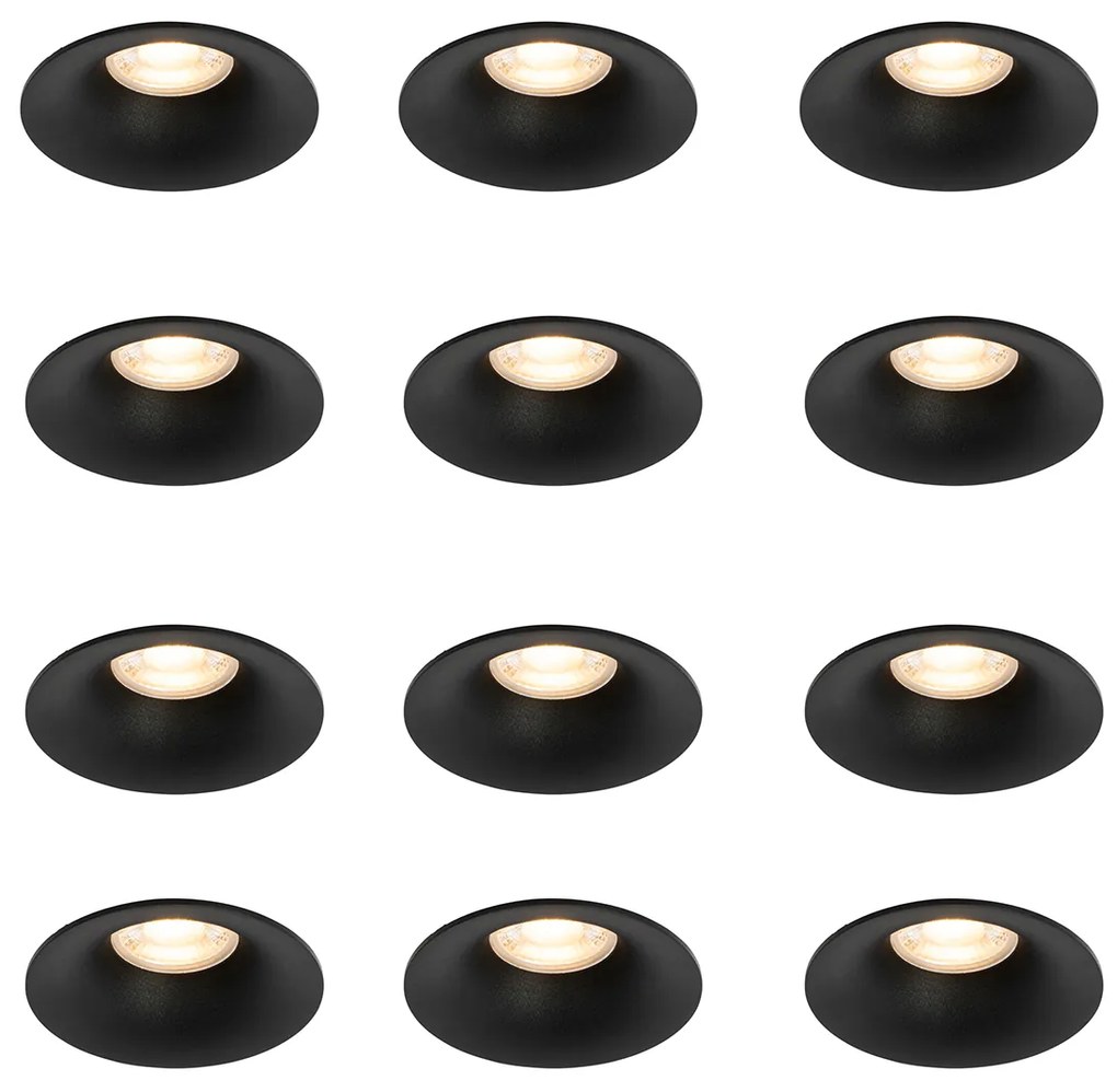 Zestaw 12 czarnych opraw LED GU10 50 mm - Gijs Nowoczesny Oswietlenie wewnetrzne