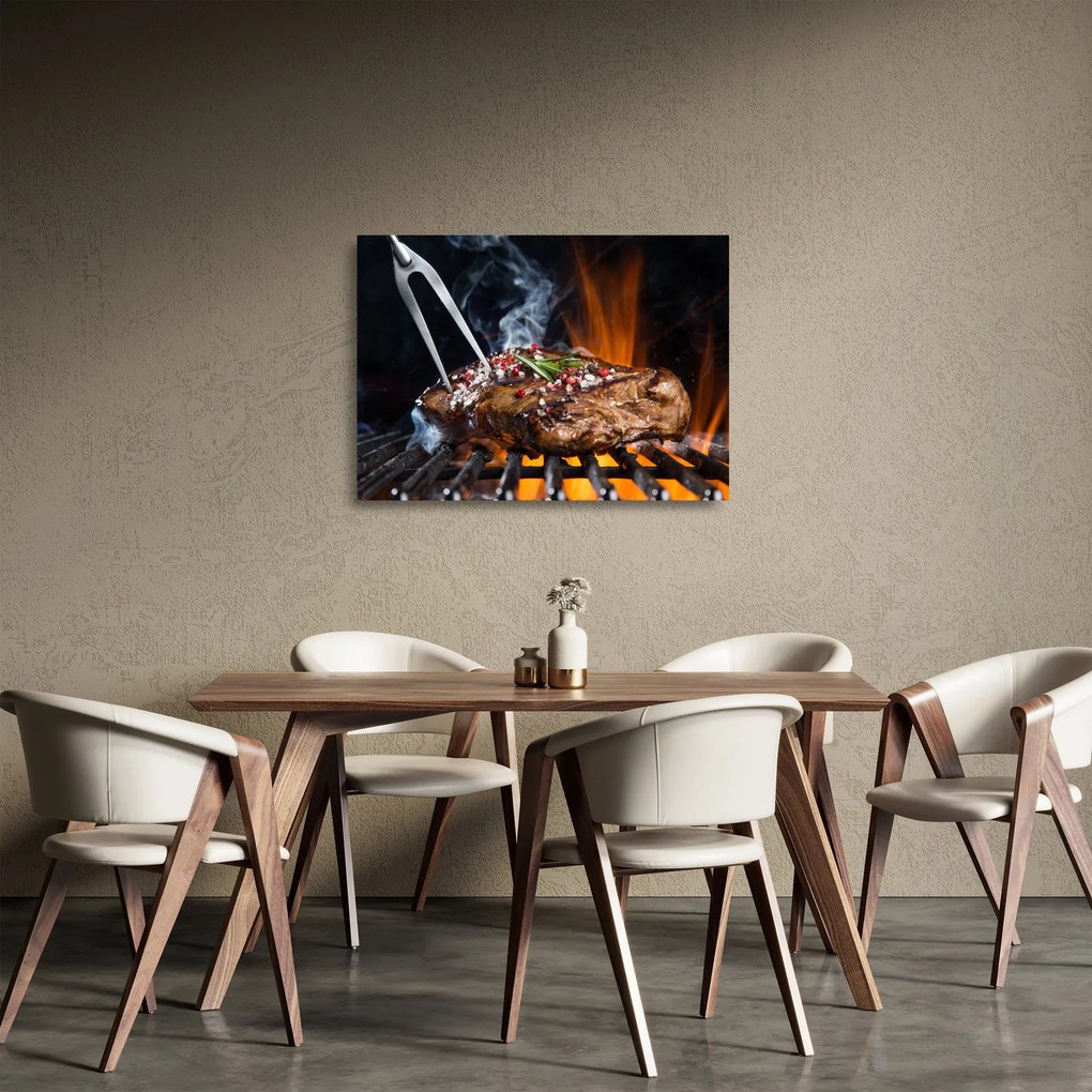 Obraz na szkle stek z grilla (70x50 cm)