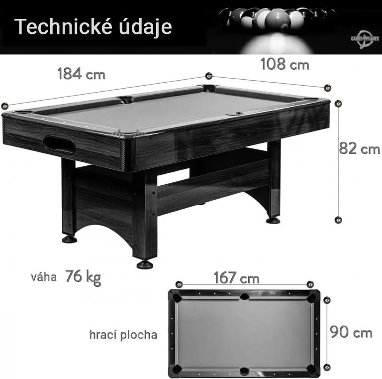 Stół bilardowy GamesPlanet 6 FT Trendline z wyposażeniem