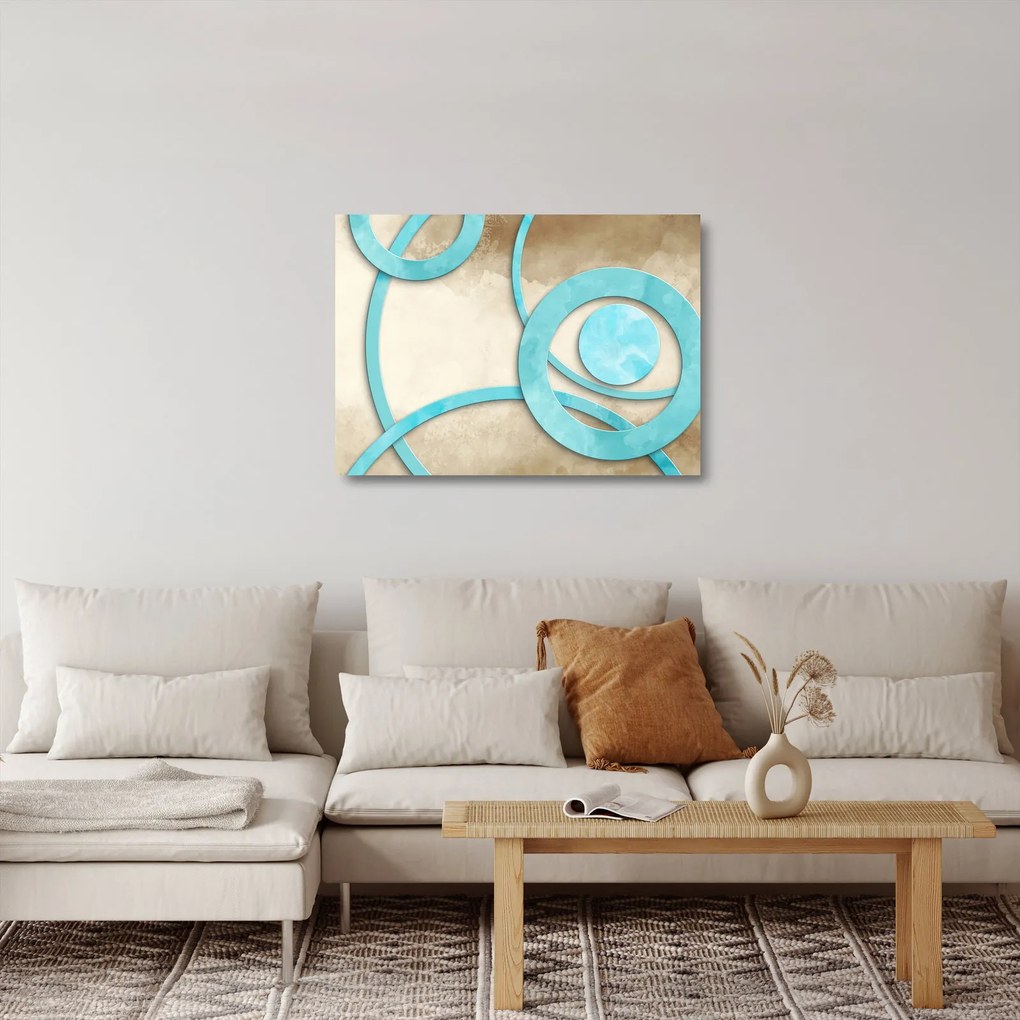Obraz na szkle - Niebieskie koła na akwareli (70x50 cm)