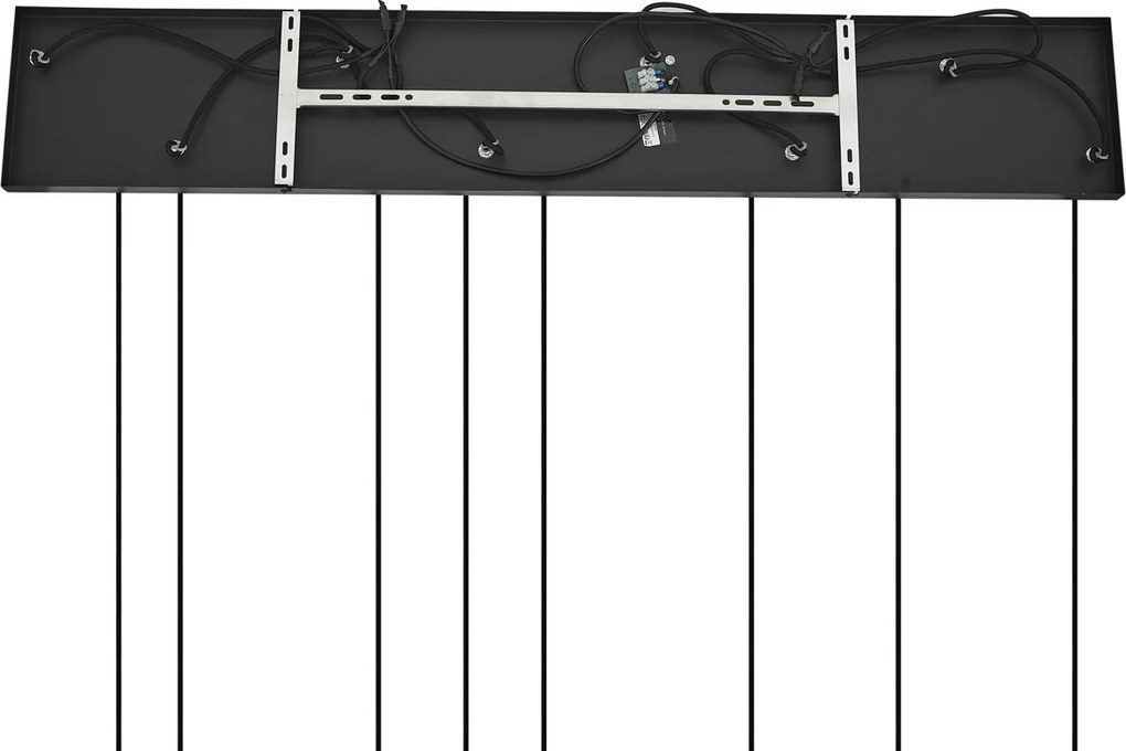 Lampa wisząca Art Deco czarna z przydymionym szkłem 8-punktowa - Hanne