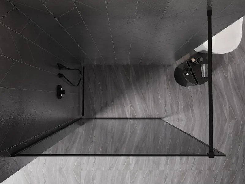 Mexen Kioto-XF ścianka prysznicowa Walk-in z ramką 110 x 202 cm, grafit 10 mm, czarna - 800-110-104-70-40-X