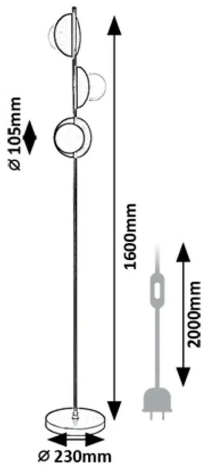 Rabalux 74223 Design lampa podłogowa Jules, G9, 3xmax. 5W, IP20