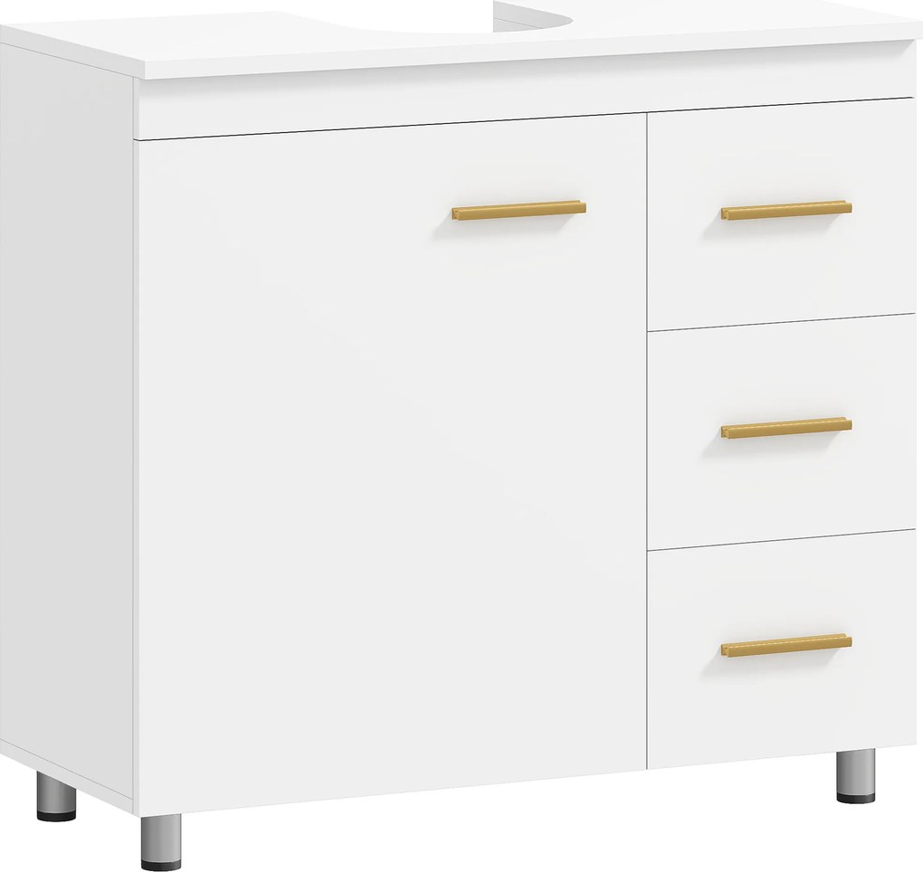 HOMCOM Szafka łazienkowa, 3-poziomowy design, MDF, płyta wiórowa, Biały