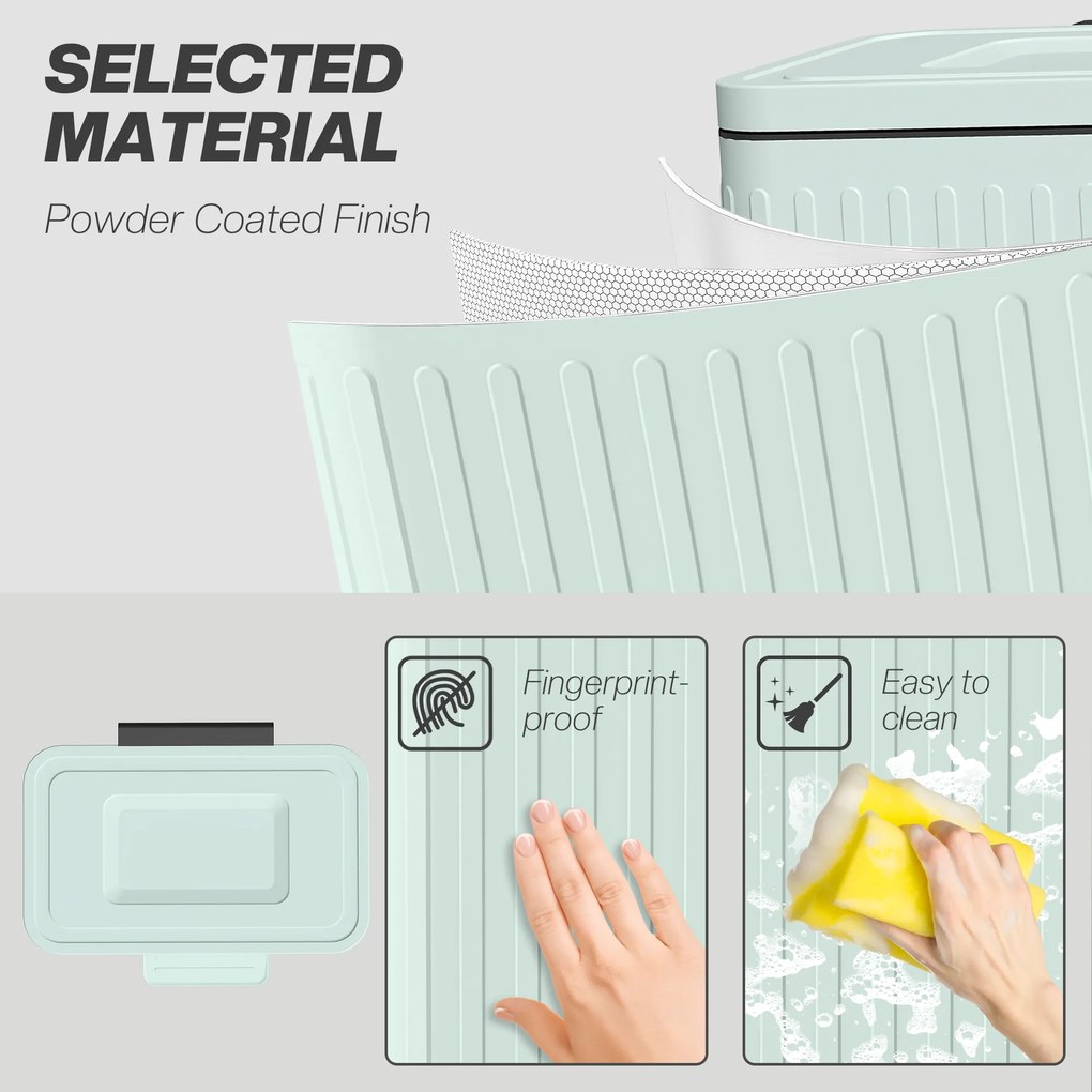 HOMCOM Kosz na śmieci do kuchni, 2 x 20 L, efektywne sortowanie odpadów, pedał nożny, tworzywo sztuczne, metal, zielony | Aosom PL