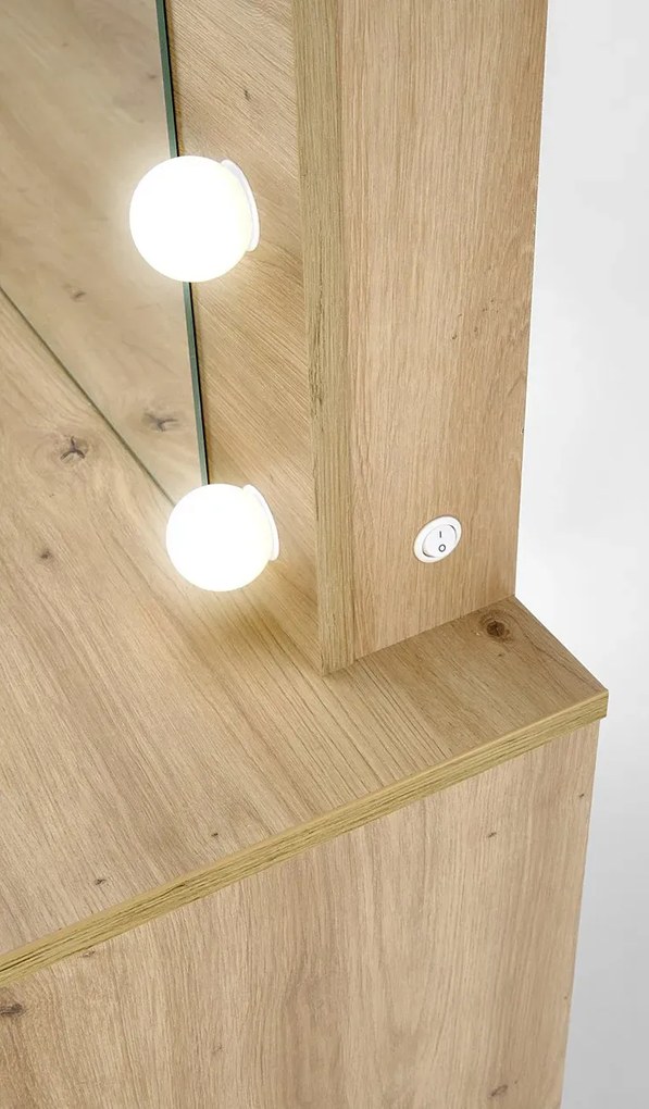 Toaletka z lustrem i oświetleniem LED dąb artisan - Priam