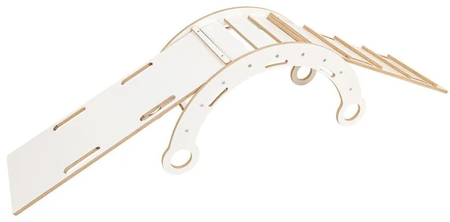 Biała huśtawka z litego drewna sosnowego 39x75x38 cm Montessori – Meowbaby