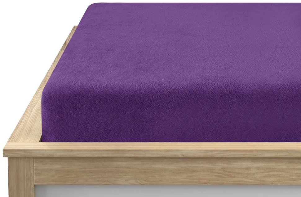 PrzytulneMieszkanie.pl Prześcieradło z mikropluszu SOFT 90x200 cm ciemnofioletowe