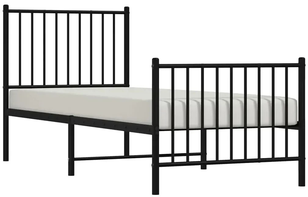 Czarne pojedyncze łóżko metalowe 90x200 cm D6-L41