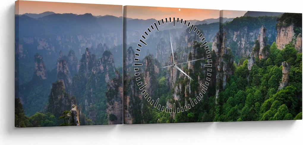Obraz - Narodowy Park Leśny Zhangjiajie (z zegarem) (90x30 cm)