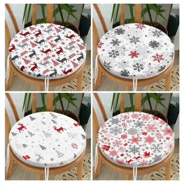 Poduszki na krzesła ze świątecznym motywem zestaw 4 szt. ø 40 cm Snowflakes – Mila Home