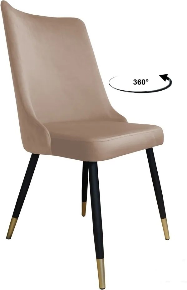 Krzesło Victor tkanina Welur noga metalowa krzesło tapicerowane premium : Kolor nogi - Czano-złota stożek, Kolor tkaniny - VELVET - MG06, Typ siedziska - Siedzisko obrotowe 360°