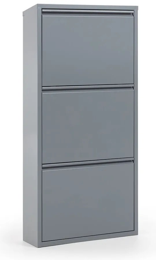 Szara metalowa szafka na buty z 3 przegrodami Kave Home Rox