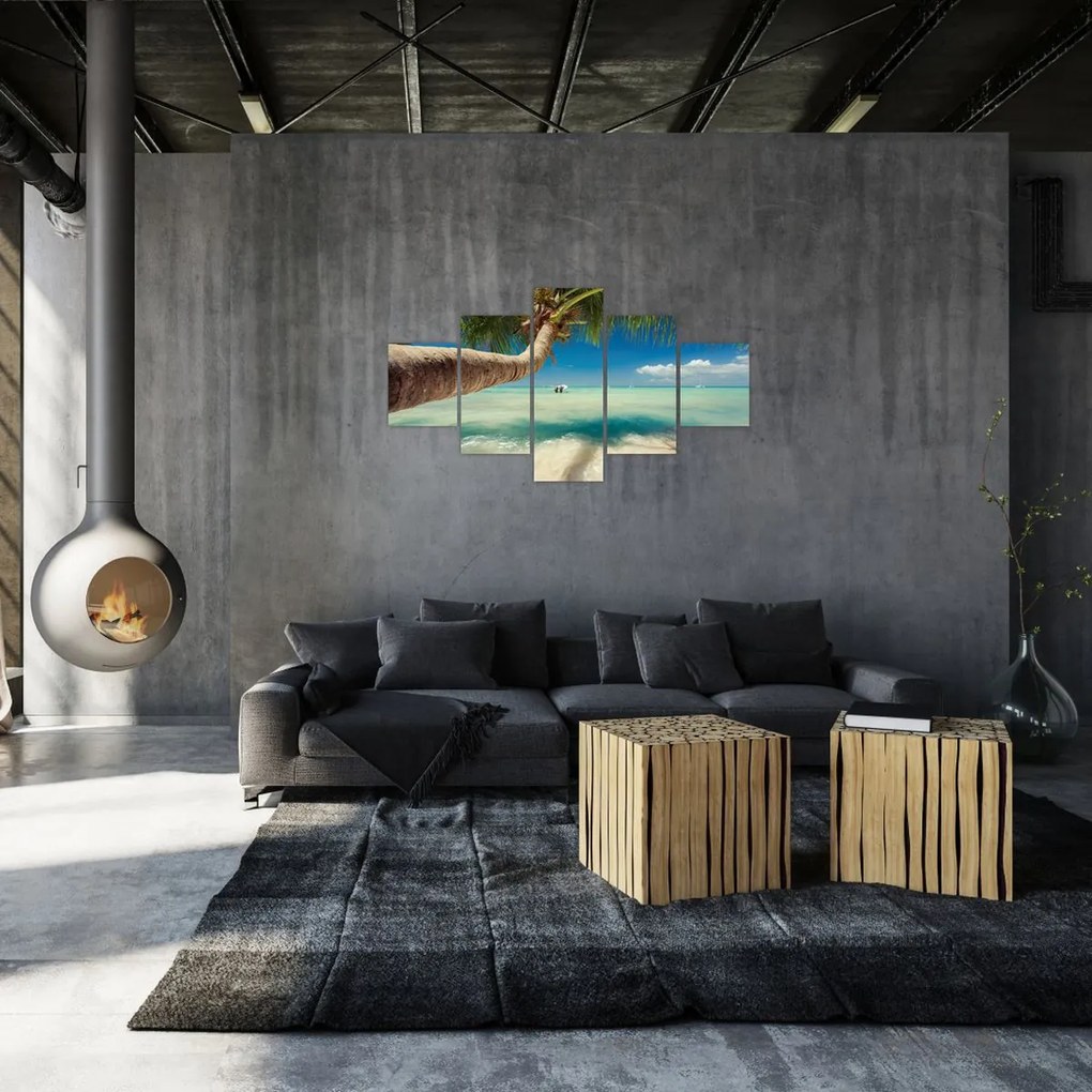 Obraz - Czyste morze z palmą (125x70 cm)