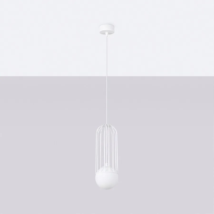 Lampy wiszące nowoczesny Zynex, stal - 1 źródło światła 4000K - L.12 x H.115 cm - biały