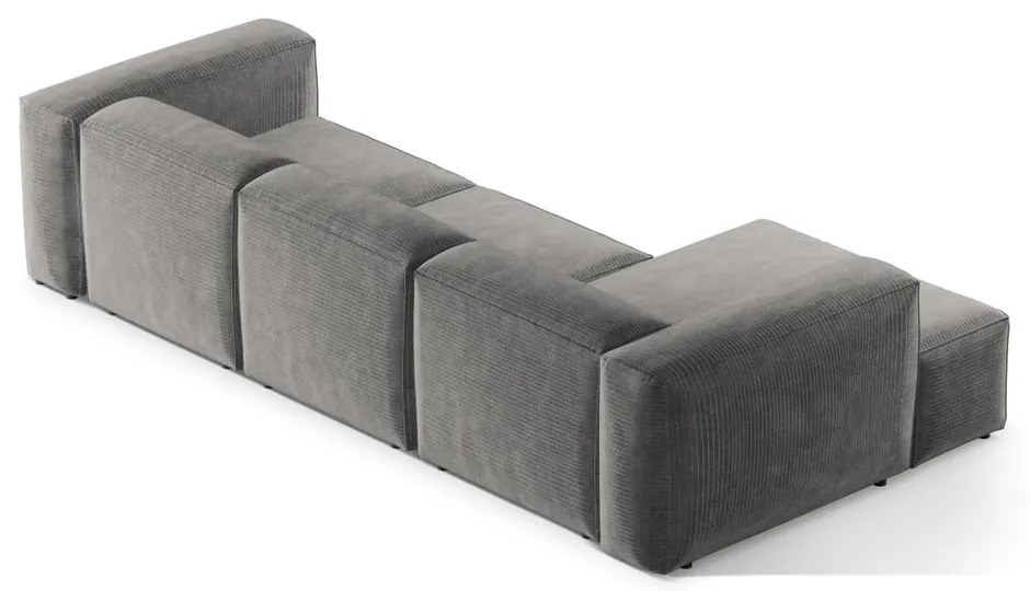 Jasnoszary sztruksowy narożnik (lewostronny/z szezlongiem) Bergamo – Cosmopolitan Design