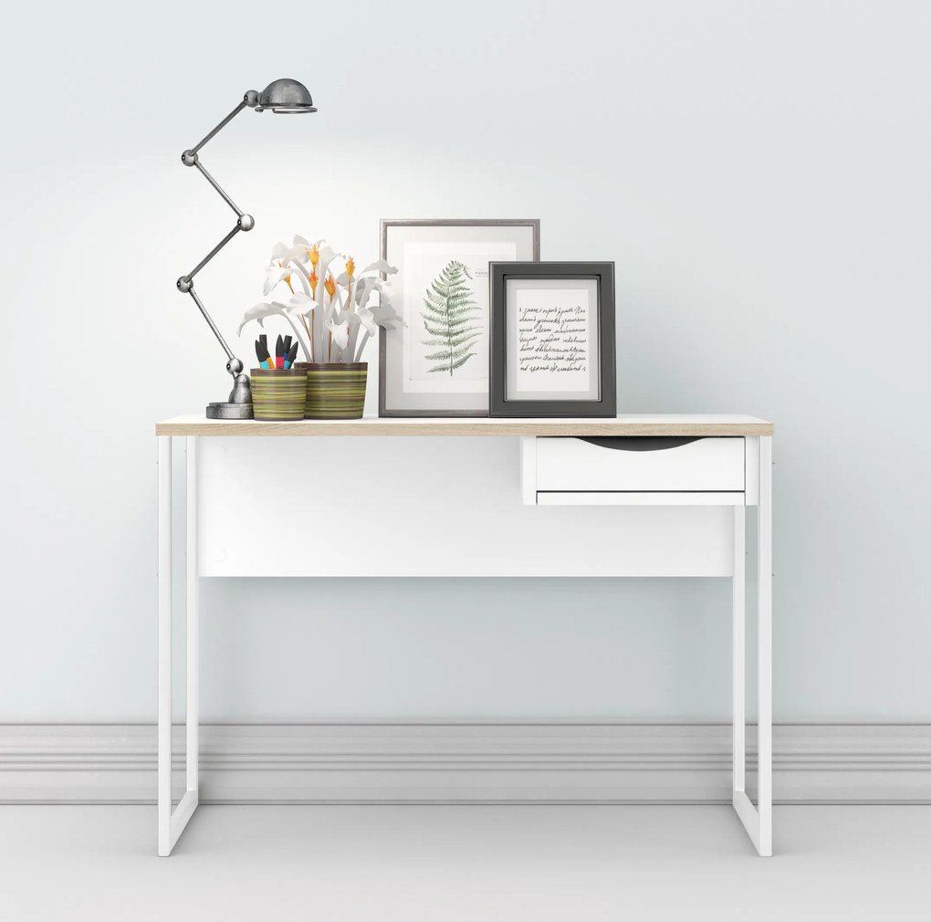 Białe biurko z szufladą Function Plus Small