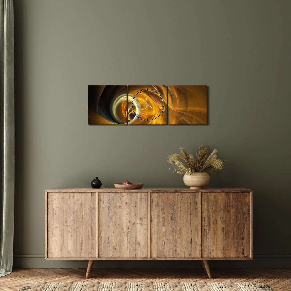 Obraz - Abstrakcja w ruchu (z zegarem) (90x30 cm)