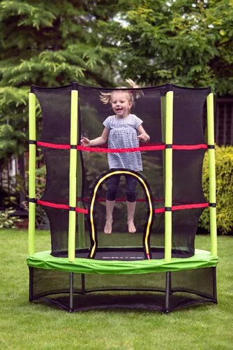 Trampolina CROSS z siatką, zielono-czarna, 140 x140 x 160 cm