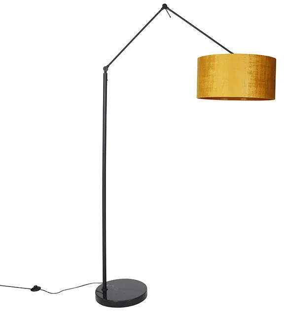 Nowoczesna lampa podłogowa czarna zzłotym kloszem 50 cm - Editor Nowoczesny Oswietlenie wewnetrzne
