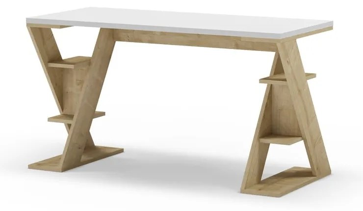 Biurko z białym blatem 60x137 cm Butterfly – Marckeric