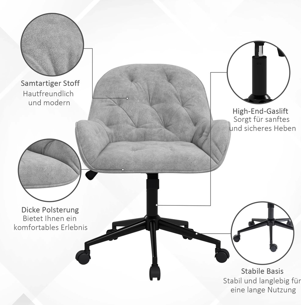 Vinsetto Ergonomiczny fotel wypoczynkowy z miękkim mechanizmem regulacji Jasnoszary metaliczny aksamit