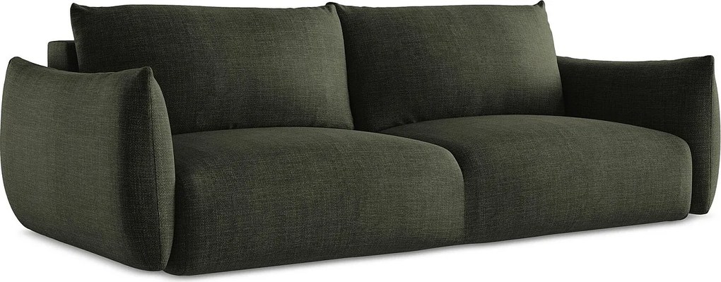 Kanapa 3-osobowa z funkcją spania - z tkaniny strukturalnej - oliwkowy - LEILA