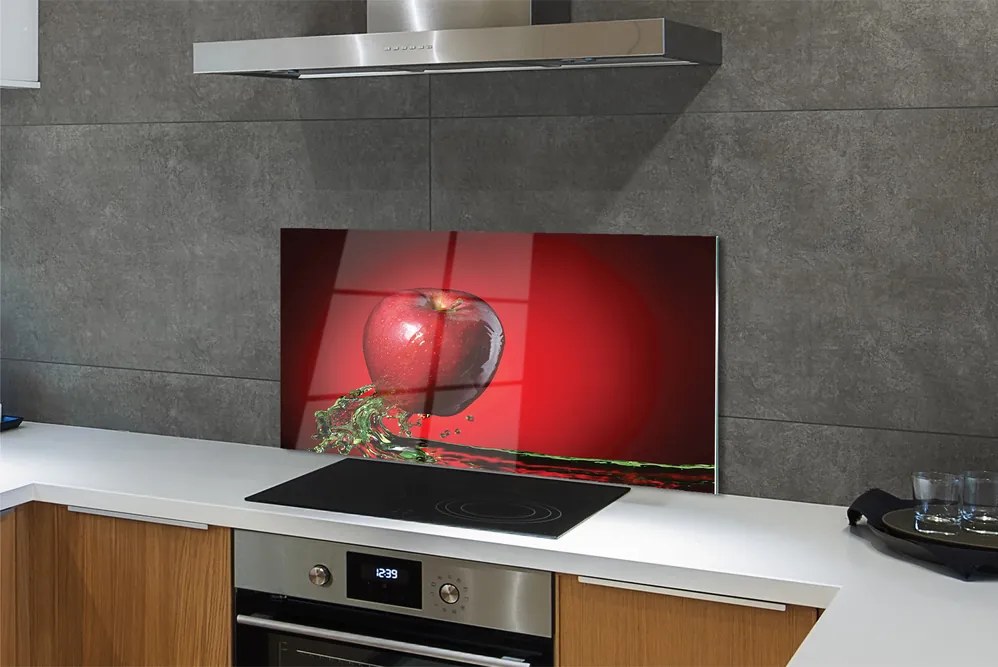 Szkło do Kuchni na Ścianę Czerwone Jabłko w Wodzie