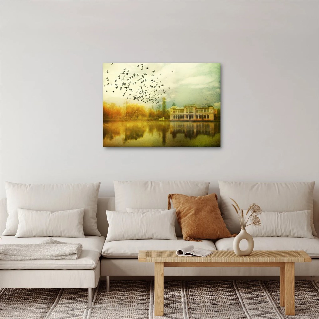 Obraz namalowanego krajobrazu z rezydencją (70x50 cm)