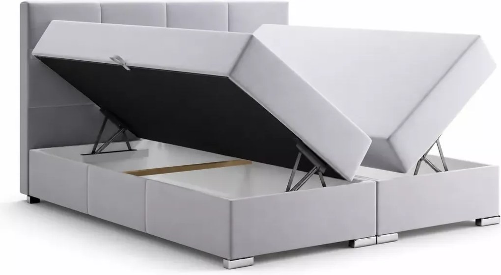 Łóżko kontynentalne Breda z materacem bonellowym i pojemnikami na pościel boxspring