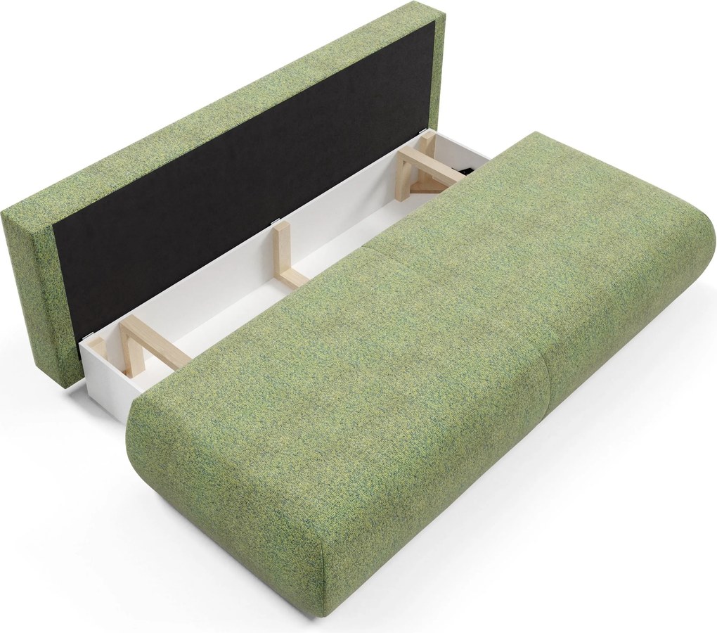 Masseno Sofa DELTA z funkcją spania i pojemnikiem na pościel, Rozkładana sofa - Zielony, PUENTE 34