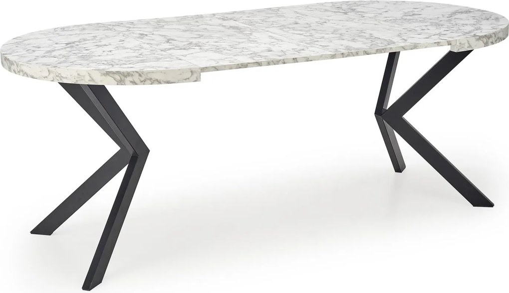 Okrągły rozkładany stół do jadalni Peroni biały marmur / czarny