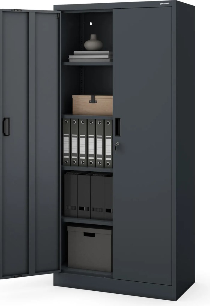 Szafa metalowa biurowa z 4 półkami antracytowa, 1750x800x400 mm: JAN Compact