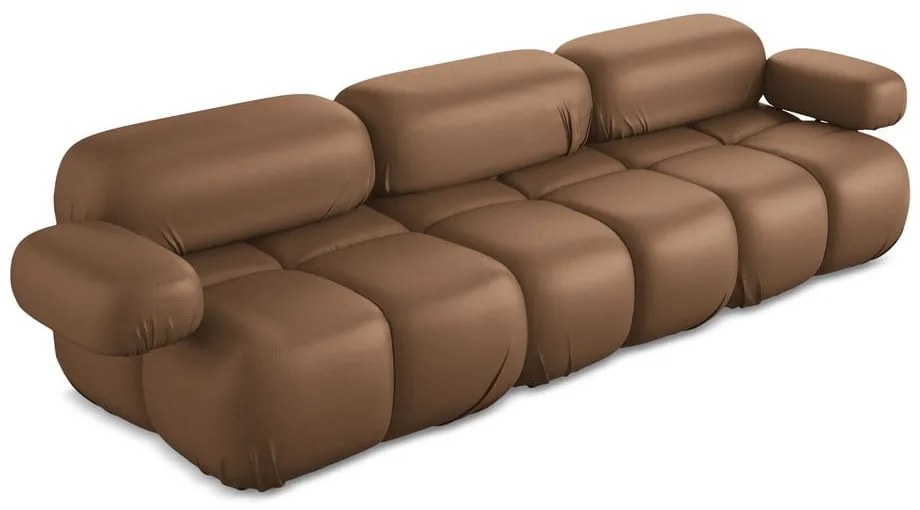Brązowa sofa modułowa z imitacji skóry 285 cm Lokua – Makamii