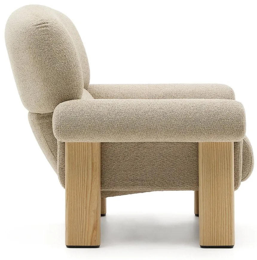 Beżowy fotel z tkaniny szenilowej Nema – Kave Home