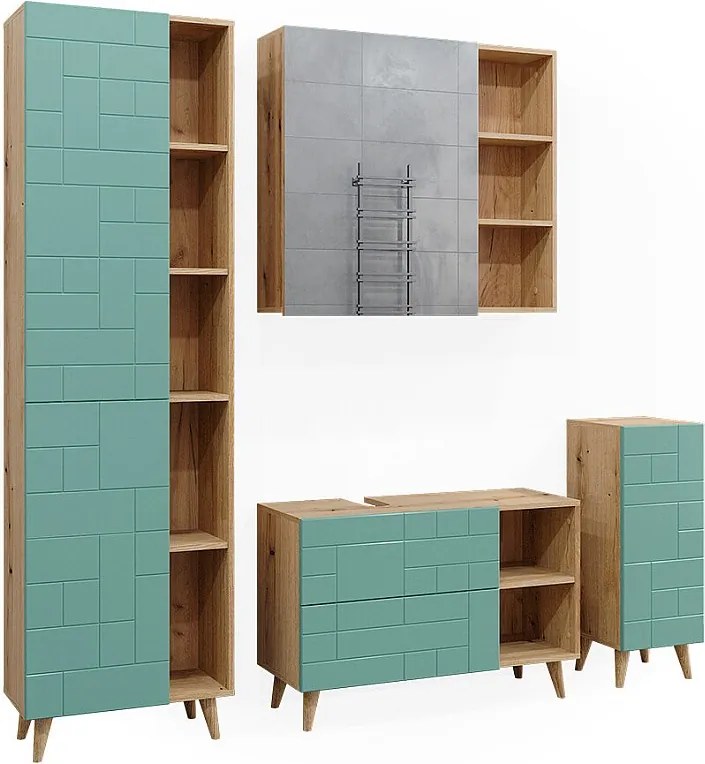 Zestaw mebli łazienkowych miętowa zieleń 90x32x59 rudi