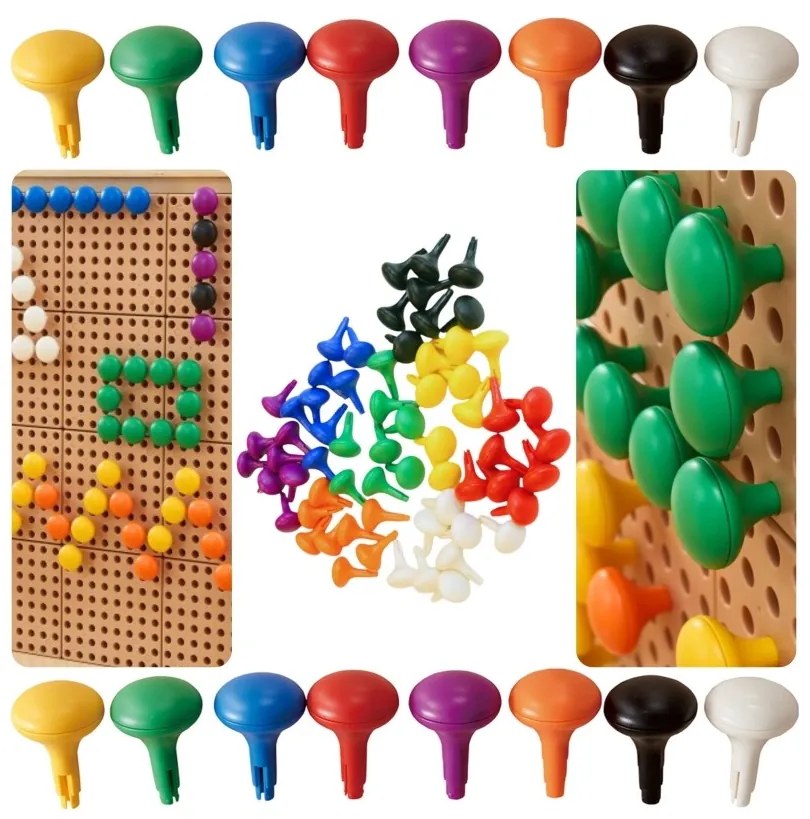 Masterkidz kolorowe kołeczki jumbo do tablicy stem 64 szt. - 8 kolorów