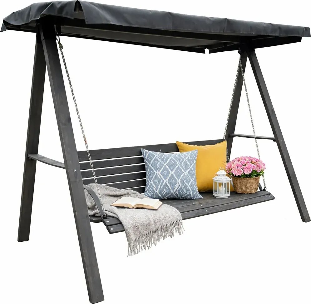 Huśtawka ogrodowa drewniana szara M2-S48