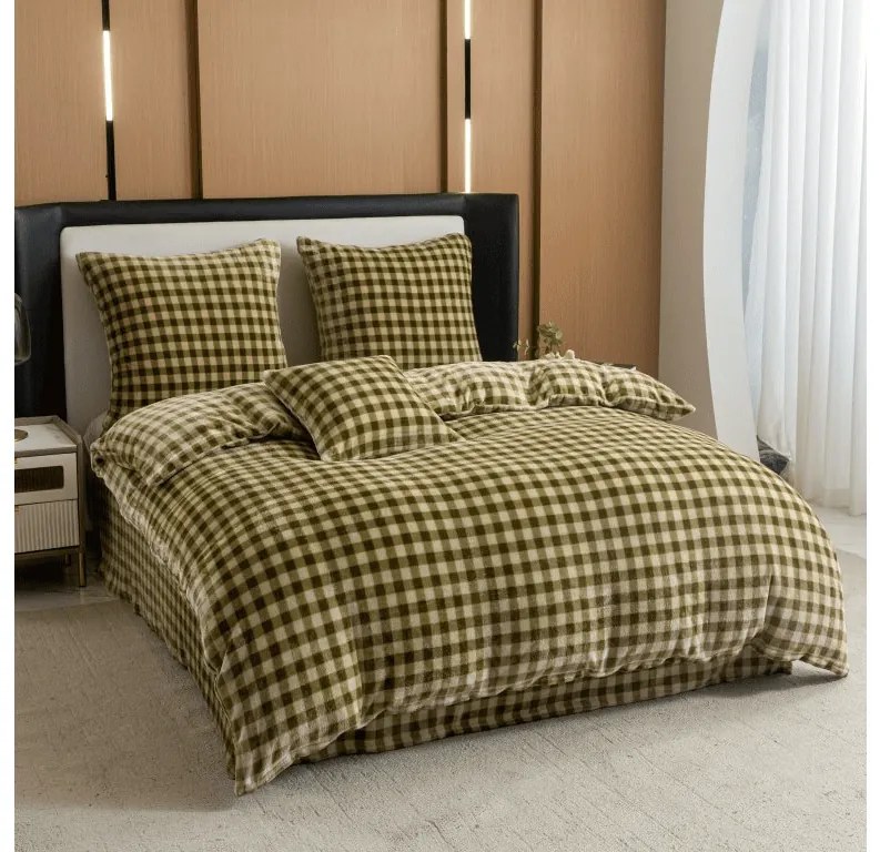 PrzytulneMieszkanie.pl PrzytulneMieszkanie.pl Pościel z mikropluszu KELVIO zielona Rozmiar pościeli: 2 szt 70 x 90 cm | 200 x 220 cm