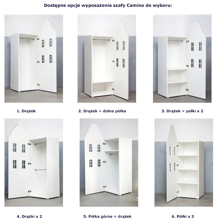 Popielata szafa domek Camino 2X - 5 kolorów